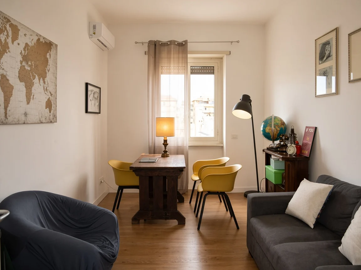 Vista dello studio con luce naturale